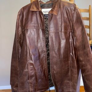 Mens brown leather coat Vintage